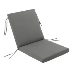 Charcoal Grey Canvas Outdoor Hinged Seat Cushion
