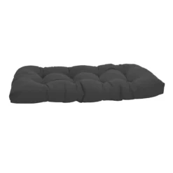 Charcoal Grey Canvas Outdoor Wicker Settee Cushion