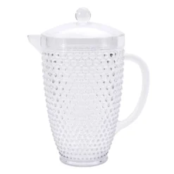 Clear Hobnail Textured Acrylic Pitcher & Lid, 2.3qt