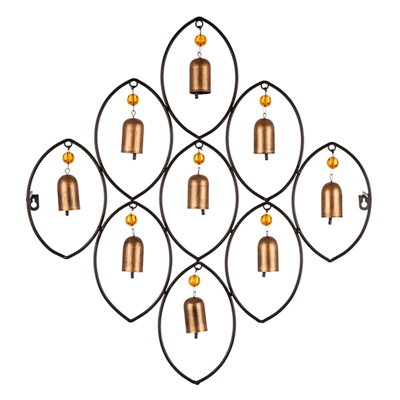 Copper Colored Metal Chimes Outdoor Wall Decor, 21"