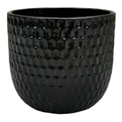 Corey Black Ceramic Outdoor Pot, Medium