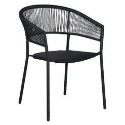 Crosby St Brody Curved-Back Black Wicker Outdoor Chair