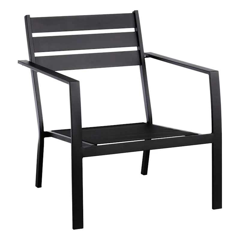Crosby St Grammercy Black Steel Outdoor Sling Chair 1 Crosby St Grammercy Black Steel Outdoor Sling Chair