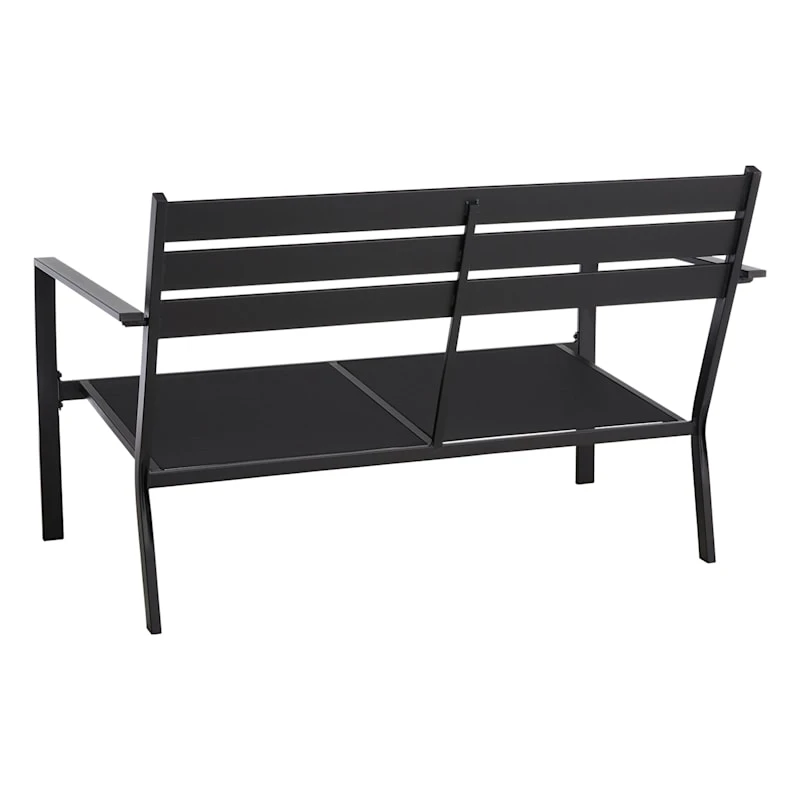 Crosby St Grammercy Black Steel Slat Loveseat 2 Crosby St Grammercy Black Steel Slat Loveseat - Image 2