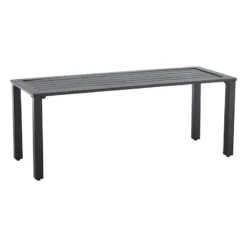 Crosby St Grammercy Black Steel Slat Outdoor Bench