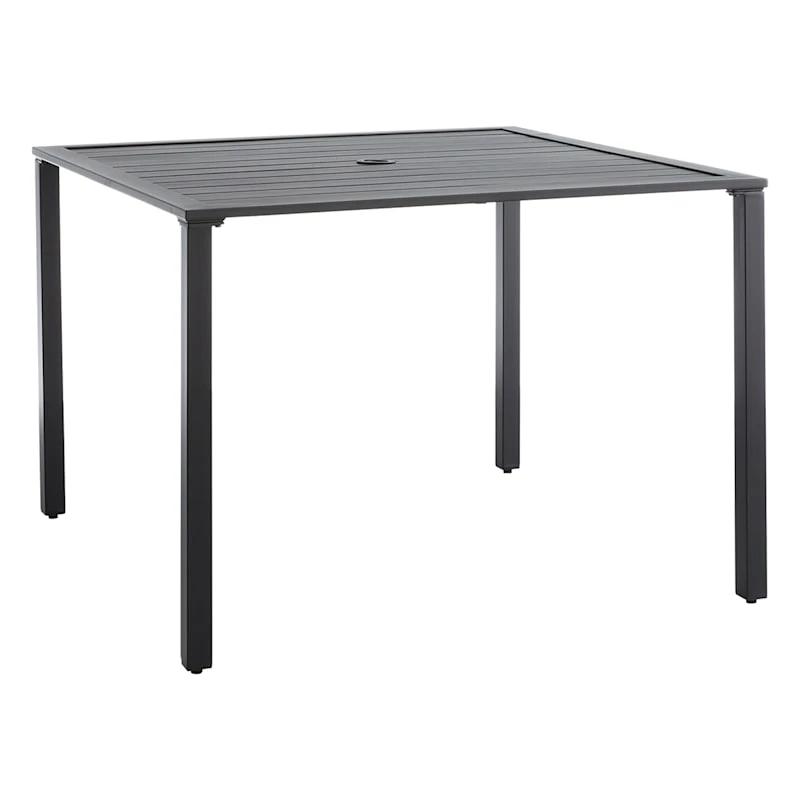 Crosby St Grammercy Black Steel Slat Outdoor Dining Table, 40" 1 Crosby St Grammercy Black Steel Slat Outdoor Dining Table, 40"