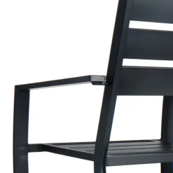 Crosby St Grammercy Stackable Steel Slat Outdoor Chair, Black -Outdoor Corner Shop crosby st grammercy stackable steel slat outdoor chair black 3