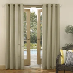 Darian Linen Outdoor Light Filtering Curtain Panel, 95"