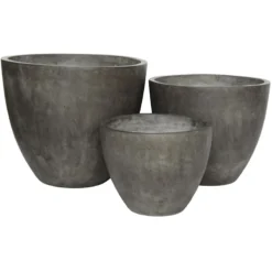 Dark Grey Smooth Finish Cement Egg Shape Pot, 14.5"