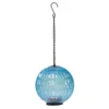 Decorative Hanging Iridescent Outdoor Lantern With Timer, Blue