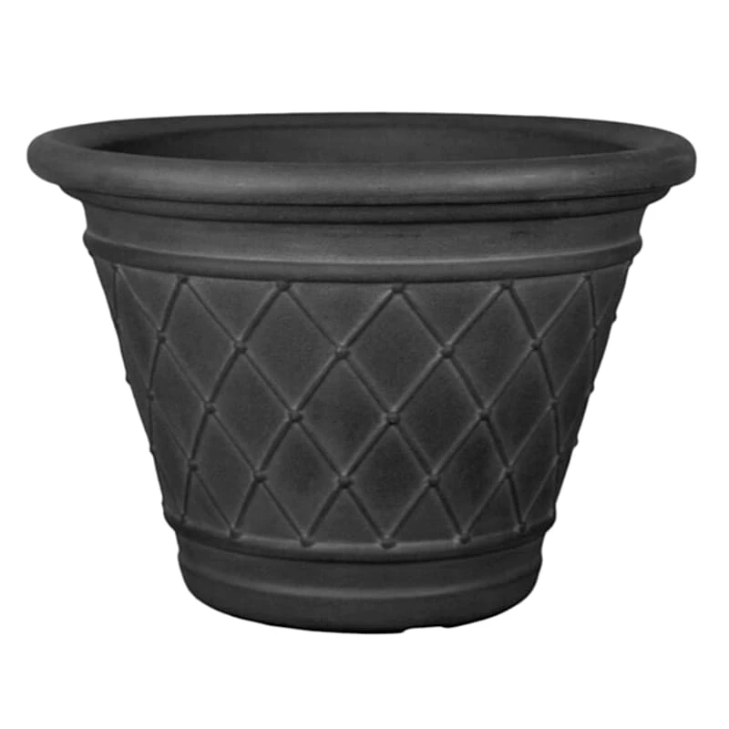 Diamante Black Planter, 16" 1 Diamante Black Planter, 16"