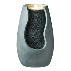 Durable Concrete Artistic Waterfall Fountain W. Light