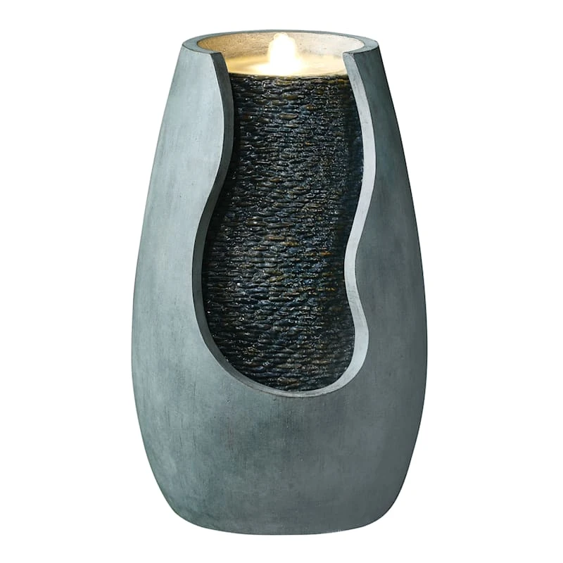 Durable Concrete Artistic Waterfall Fountain W. Light 1 Durable Concrete Artistic Waterfall Fountain W. Light