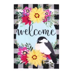 Farmhouse Chickadee Welcome Garden Flag