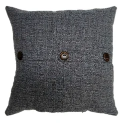 Fiddlestix Premium Dark Grey Outdoor Throw Pillow With Buttons, 18"