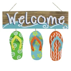 Flip Flop Welcome Outdoor Wall Sign, 14x11