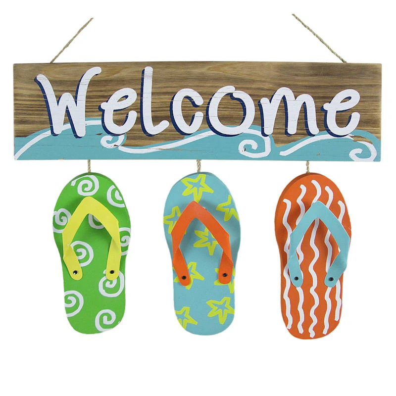 Flip Flop Welcome Outdoor Wall Sign, 14x11 1 Flip Flop Welcome Outdoor Wall Sign, 14x11