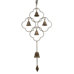 Found & Fable 4-Bell Metal Quatrefoil Wind Chime, 37"