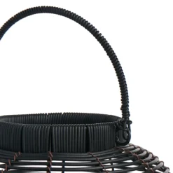 Found & Fable Black Faux Wicker Barrel Lantern With LED Bulb, Medium -Outdoor Corner Shop found fable black faux wicker barrel lantern with led bulb medium 2