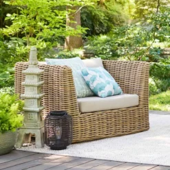 Found & Fable Black Faux Wicker Barrel Lantern With LED Bulb, Medium -Outdoor Corner Shop found fable black faux wicker barrel lantern with led bulb medium 3