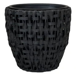 Found & Fable Black Woven Plicker Planter, Small