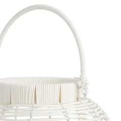 Found & Fable LED White Faux Wicker Barrel Lantern, Large -Outdoor Corner Shop found fable led white faux wicker barrel lantern large 2