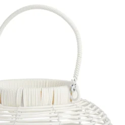 Found & Fable LED White Faux Wicker Barrel Lantern, Medium -Outdoor Corner Shop found fable led white faux wicker barrel lantern medium 2