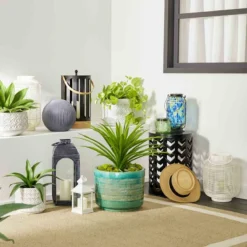 Found & Fable LED White Faux Wicker Barrel Lantern, Medium -Outdoor Corner Shop found fable led white faux wicker barrel lantern medium 3