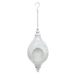 Found & Fable LED White Metal Hanging Solar Punch Lantern, 17"