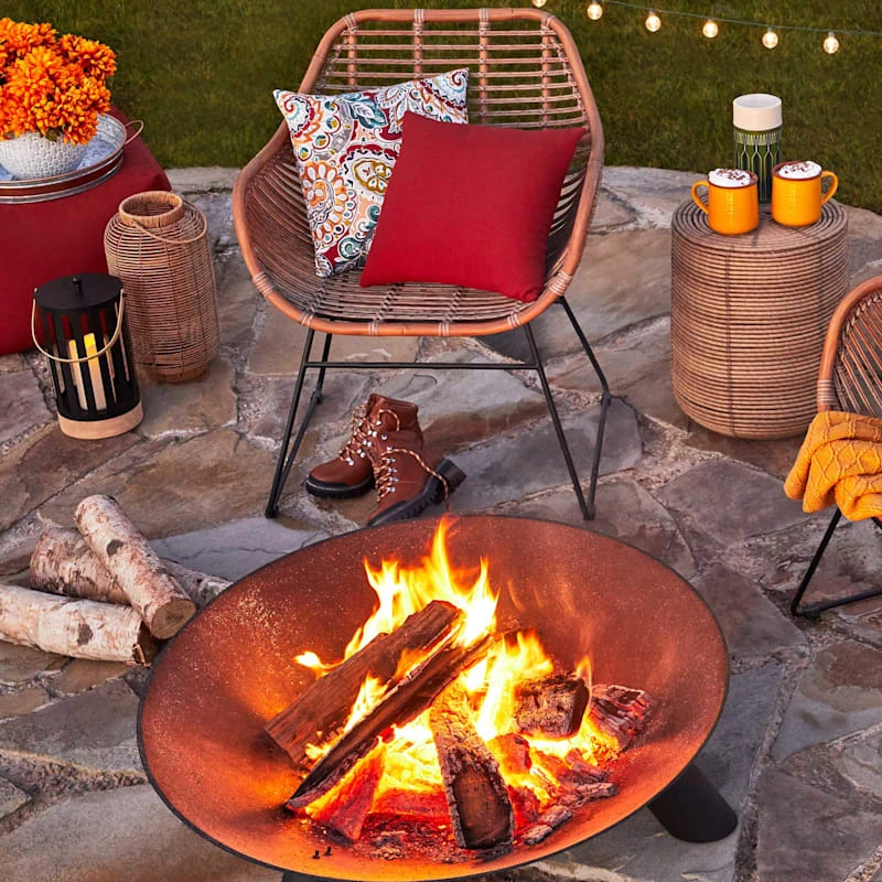 Found & Fable Natural Brown Faux Wicker Barrel Lantern With LED Bulb, Large 4 Found & Fable Natural Brown Faux Wicker Barrel Lantern With LED Bulb, Large - Image 4