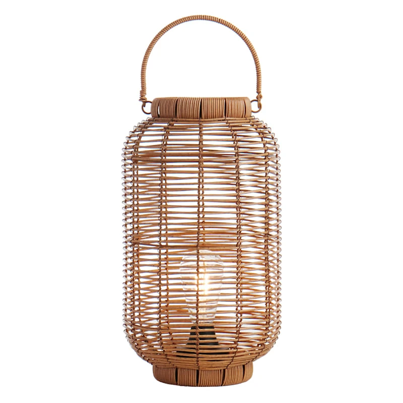 Found & Fable Natural Brown Faux Wicker Barrel Lantern With LED Bulb, Large 5 Found & Fable Natural Brown Faux Wicker Barrel Lantern With LED Bulb, Large - Image 5