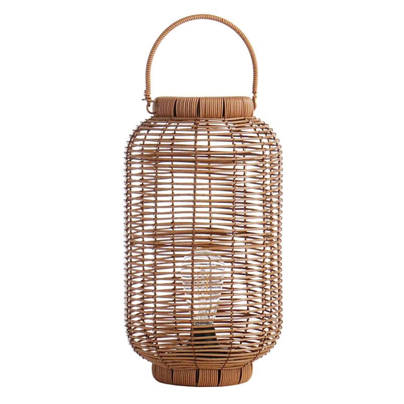 Found & Fable Natural Brown Faux Wicker Barrel Lantern With LED Bulb, Large 1 Found & Fable Natural Brown Faux Wicker Barrel Lantern With LED Bulb, Large