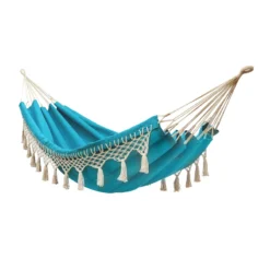 Found & Fable Turquoise Outdoor Hammock With Tassels