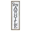 Framed Stay Awhile Textured Wooden Outdoor Wall Sign, 12x42