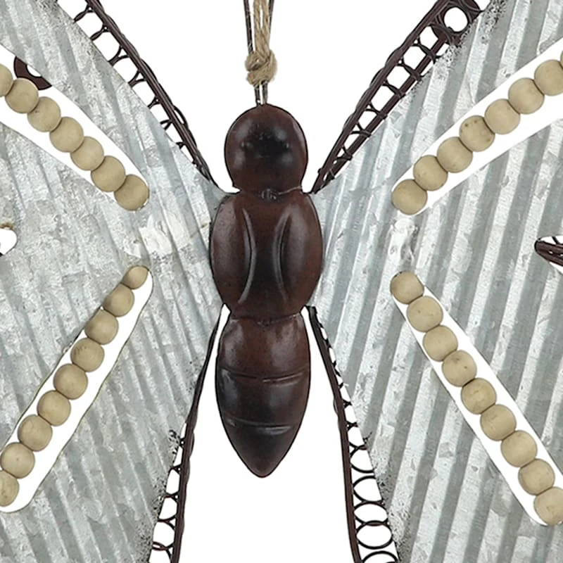 Galvanized Metal Butterfly Outdoor Wall Decor, 17" 2 Galvanized Metal Butterfly Outdoor Wall Decor, 17" - Image 2