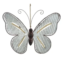 Galvanized Metal Butterfly Outdoor Wall Decor, 17"