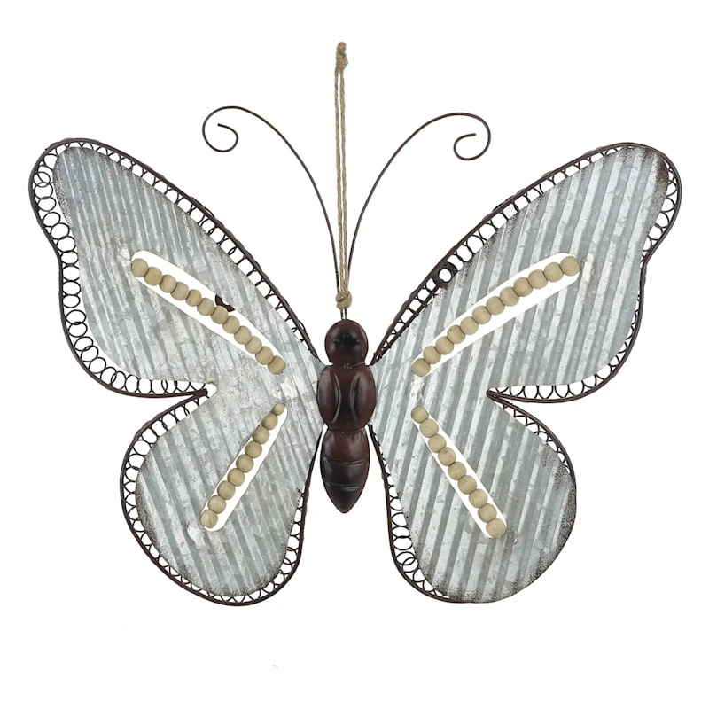 Galvanized Metal Butterfly Outdoor Wall Decor, 17" 1 Galvanized Metal Butterfly Outdoor Wall Decor, 17"