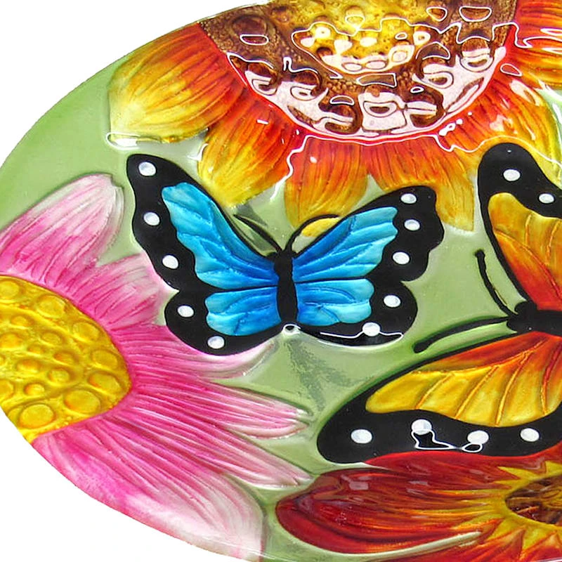 Glass Butterfly Bird Bath With Stand, 22.8" 2 Glass Butterfly Bird Bath With Stand, 22.8" - Image 2