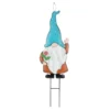 Gnome With Blue Hat Metal Garden Stake, 31"