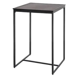 Grammercy Black Steel Slat Outdoor Bar Table, 28"