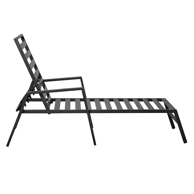 Grammercy Black Steel Slat Outdoor Chaise Lounge Chair 3 Grammercy Black Steel Slat Outdoor Chaise Lounge Chair - Image 3