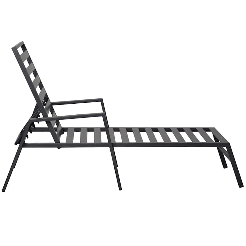 Grammercy Black Steel Slat Outdoor Chaise Lounge Chair 6 Grammercy Black Steel Slat Outdoor Chaise Lounge Chair - Image 6