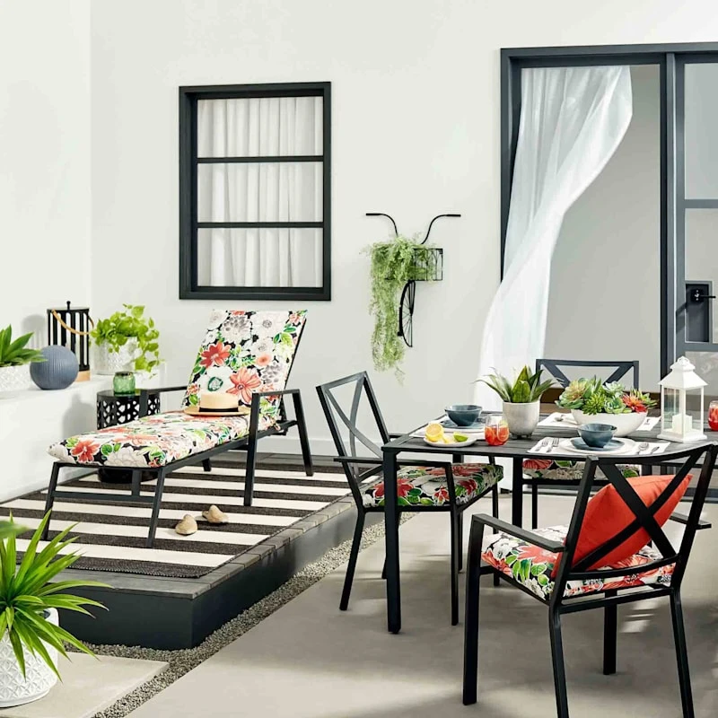 Grammercy Black Steel Slat Outdoor Chaise Lounge Chair 8 Grammercy Black Steel Slat Outdoor Chaise Lounge Chair - Image 8