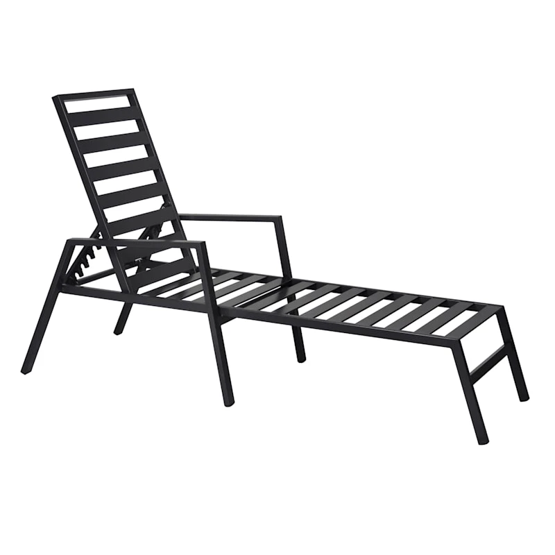 Grammercy Black Steel Slat Outdoor Chaise Lounge Chair 1 Grammercy Black Steel Slat Outdoor Chaise Lounge Chair