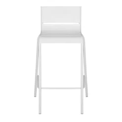 Grammercy White Steel Slat Outdoor Bar Stool