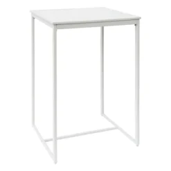 Grammercy White Steel Slat Outdoor Bar Table, 28"