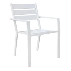 Grammercy White Steel Slat Outdoor Dining Chair