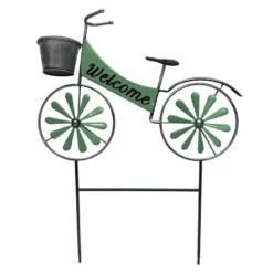 Green Metal Bicycle Yard Stake, 28"