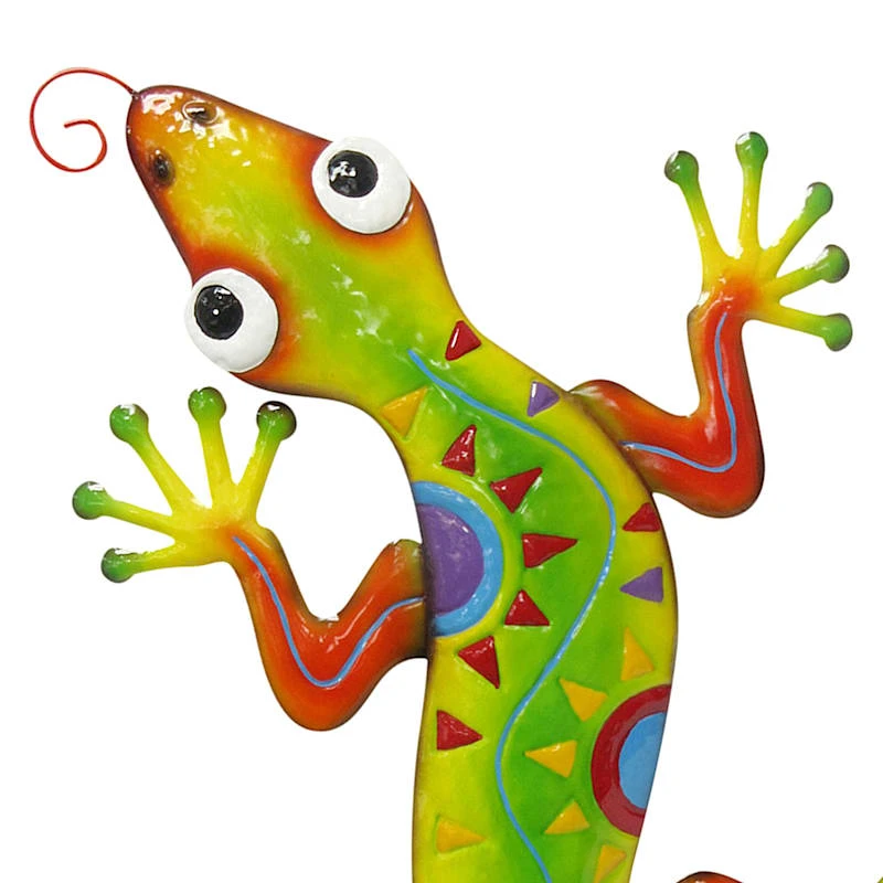 Green & Red Metal Gecko Outdoor Wall Decor, 30" 2 Green & Red Metal Gecko Outdoor Wall Decor, 30" - Image 2