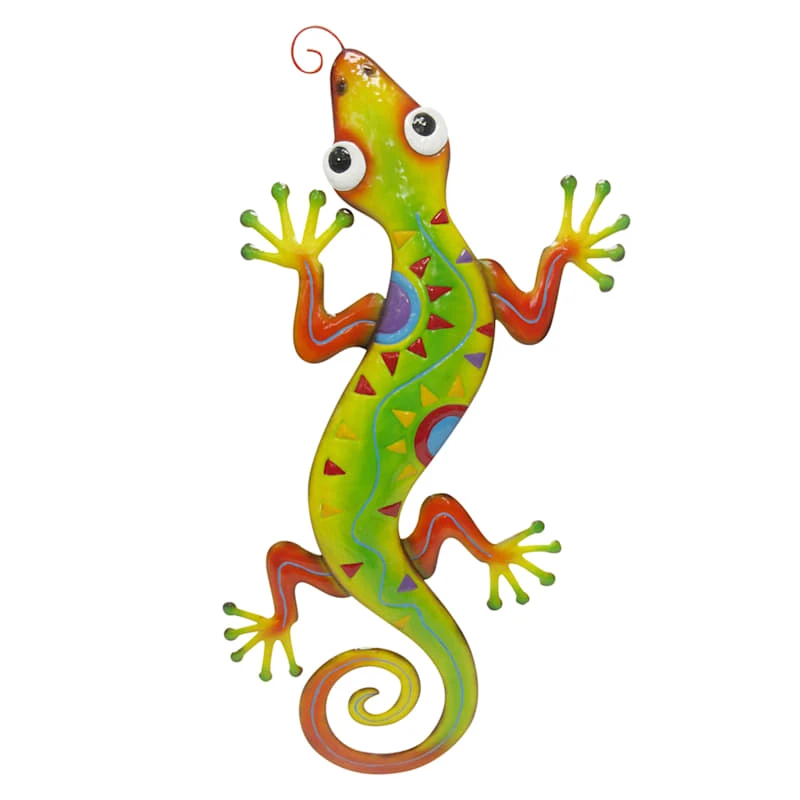 Green & Red Metal Gecko Outdoor Wall Decor, 30" 1 Green & Red Metal Gecko Outdoor Wall Decor, 30"